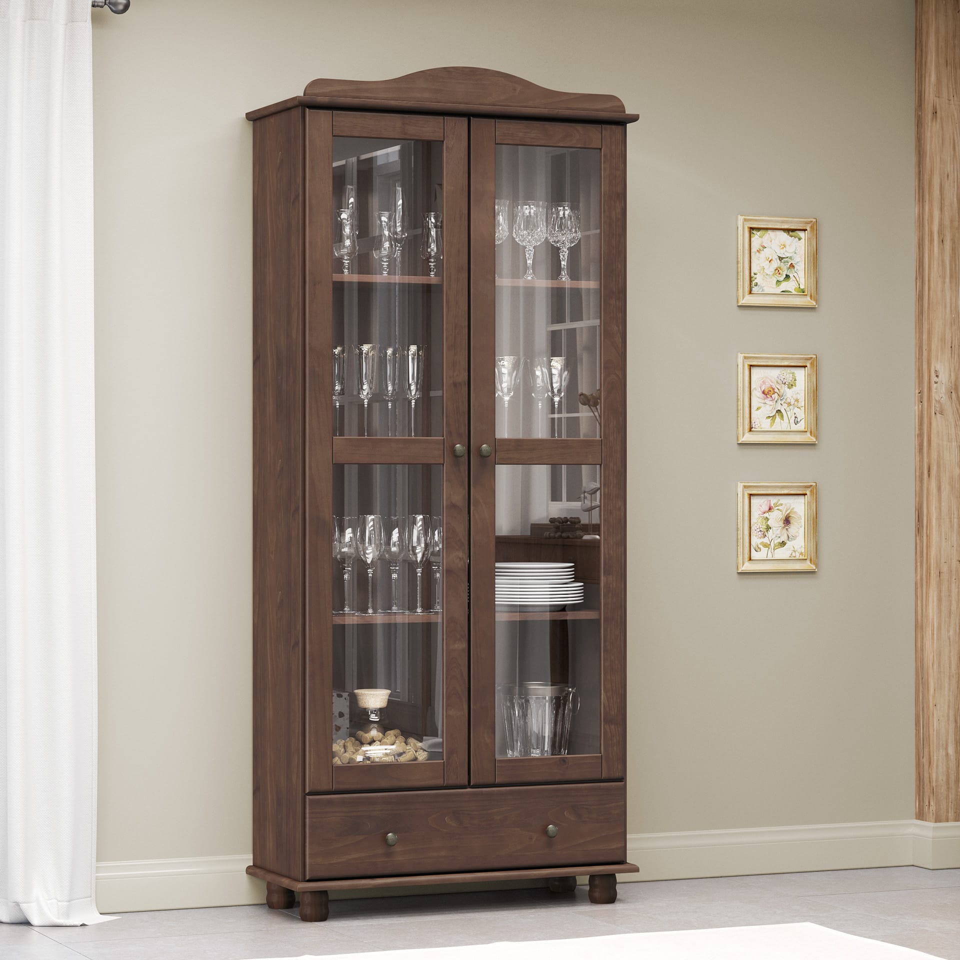 VITRINE 2 PORTAS 1 GAVETA RUBI CAFÉ