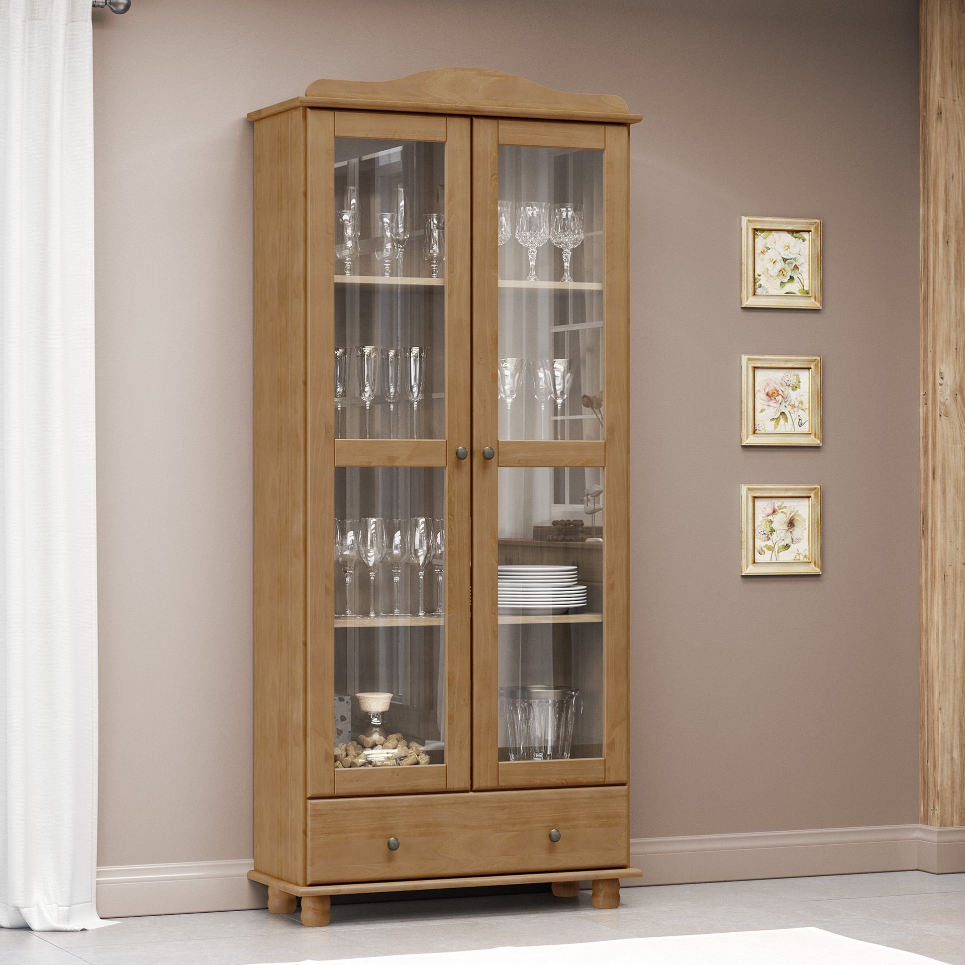 VITRINE 2 PORTAS 1 GAVETA RUBI